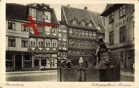 Braunschweig Niedersachsen Blick Auf Das Eulenspiegelhaus Und Brunnen Xl