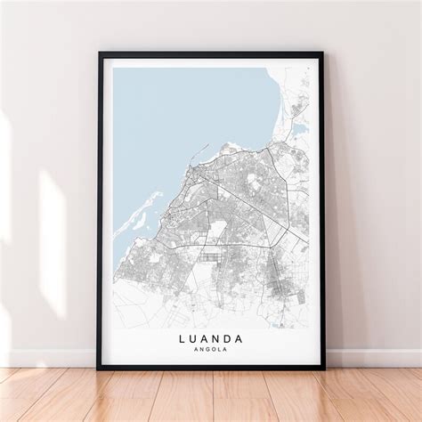 Luanda City Map Print Poster Minimalist Home Luanda Angola Map Etsy