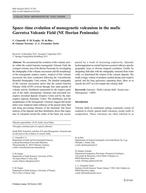 Pdf Space Time Evolution Of Monogenetic Volcanism In The Mafic