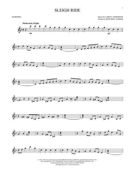 Sleigh Ride By Leroy Anderson Sheet Music For Marimba Solo At Sheet