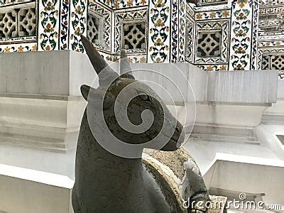 Stone Statue Of A Goat At Wat Arun Temple Of Dawn Stock Image