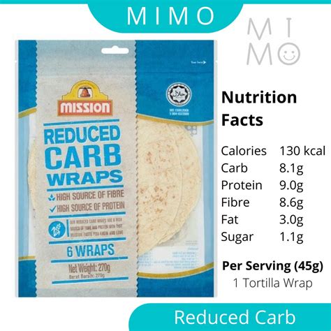 MISSION Tortilla Wrap Reduced Carb Wrap Chia Seed Quinoa Wholemeal High