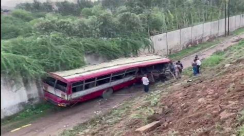 Uttar Pradesh One Dead Several Injured After Bus Falls Off Flyover In