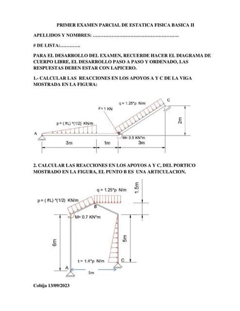 Primer Examen Parcial de Estática Física Básica II Andrea Gasil uDocz