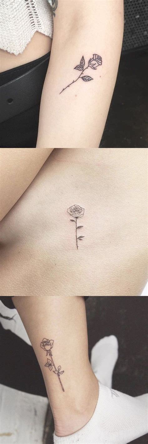 Minimalist Small Rose Ankle Tattoo Ideas - Tiny Flower Rib Tatt - Cute ...