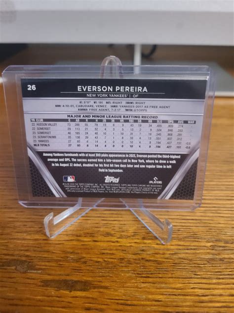 2024 TOPPS CHROME BLACK EVERSON PEREIRA BASE ROOKIE 26 NEW YORK