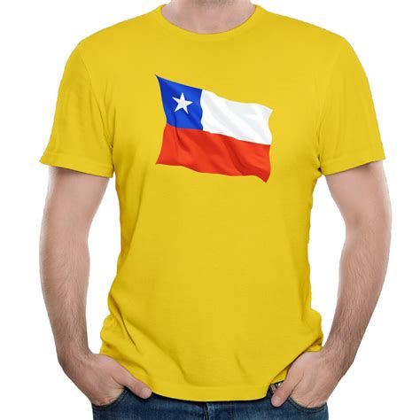 Chile Flag Cotton Print O Neck Short Sleeve Custom Men Shirts Fitness