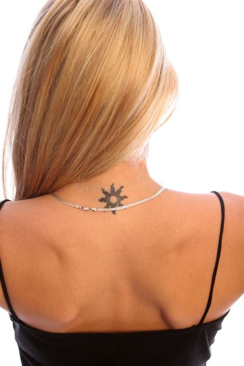 Blonde Tat Two Stock Image Image Of Back Silver Girl 179213