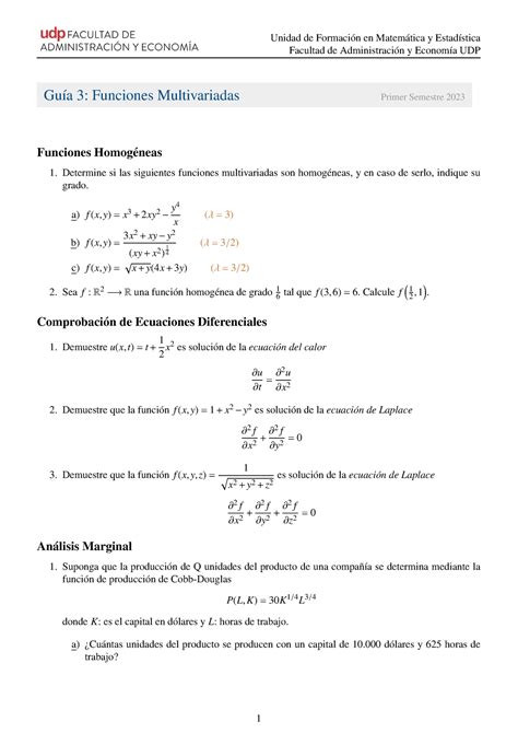 Guía 3 Funciones multivariadas Unidad de Formaci on en Matem atica