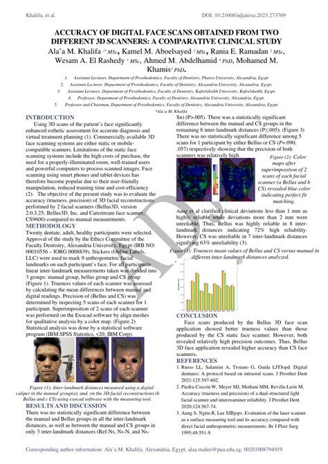 PDF ACCURACY OF DIGITAL FACE SCANS OBTAINED FROM TWO DIFFERENT 3D