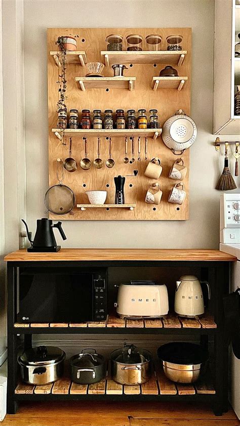 KITCHEN PEGBOARD | Kitchen wall storage, Pegboard kitchen, Freestanding kitchen