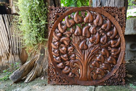 Round Brown Thick Bohemian Bed Headboard Bodhi Tree Etsy