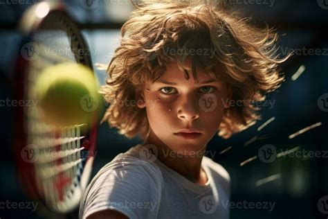 boy tennis player competing in tennis court 29883772 Stock Photo at ...