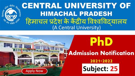 Phd Admission In Central University Of Himachal Pradesh Phd