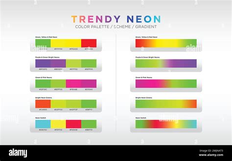 Neon Color Palettes Color Schemes And Color Gradients Set Of Colorful Gradients Vector