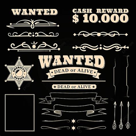 Western Wanted Poster Vector Design Images Wanted Ornaments Country