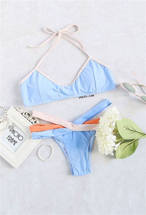 Contrast Binding Bikini Set Halter Bikini Set Bikinis Bikini Set