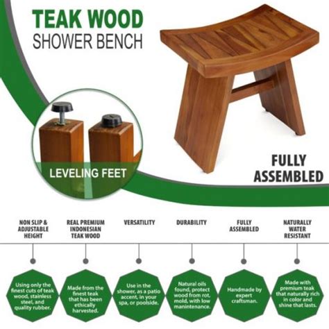 The Tori Teak Wood Shower Bench Handcrafted Teak Shower Bench