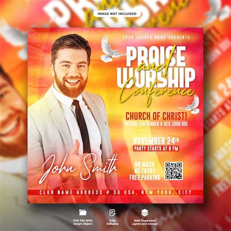 Premium Psd Praise And Worship Conference Flyer And Social Media Post Template