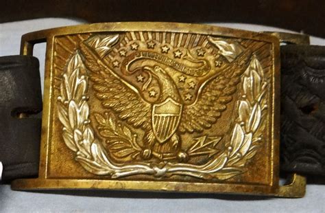 U S Cavalry Officers Brass Belt Buckle Ca Civil War Era With Belt