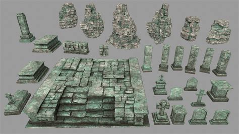 D Model Ruin Set Stone Wall With Bricks Vr Ar Low Poly Cgtrader