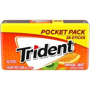 Trident Tropical Twist Sugar Free Gum Pocket Pack, 28 ct