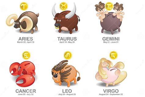 Aries Tauro Géminis Cáncer Leo Virgo Ilustración Del Vector Ilustración De Moneda Vaca