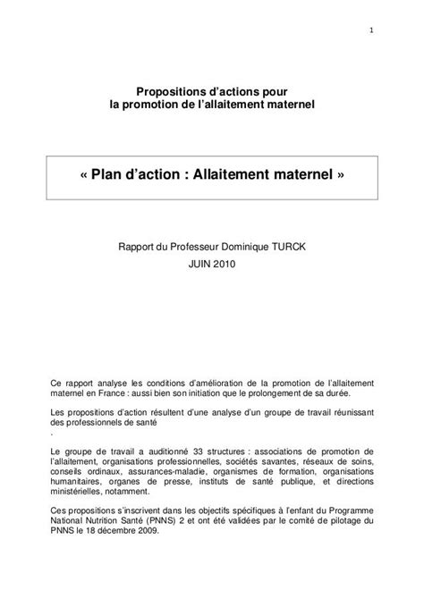 Plan Daction Pour Lallaitement En France