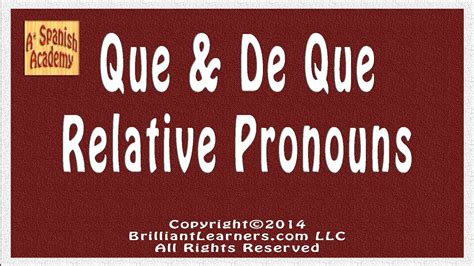 learn spanish de     relative pronouns youtube