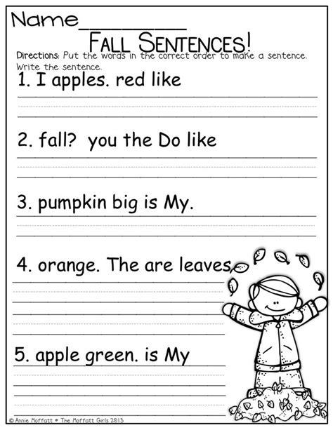 Forming Sentences Worksheet First Grade