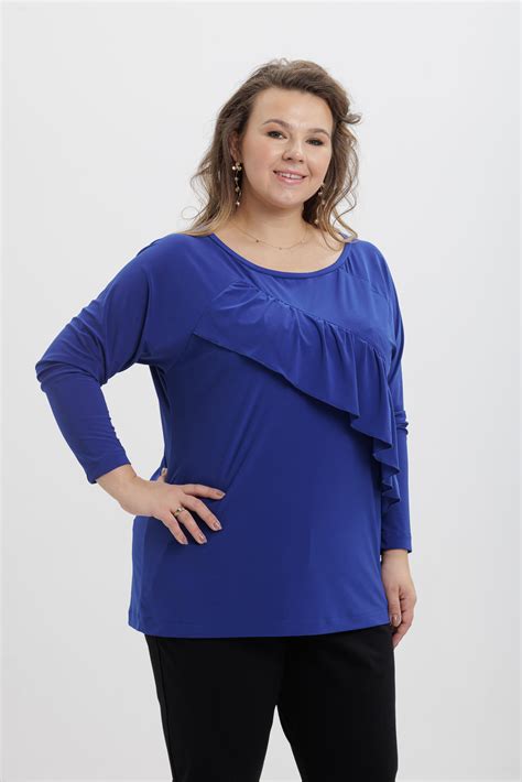 Szafirowa Bluzka Reina Z Falbank Plus Size Xxl Jesie Moda Size Plus