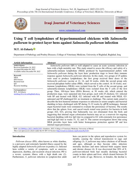 (PDF) Using T cell lymphokines of hyperimmunized chickens with ...