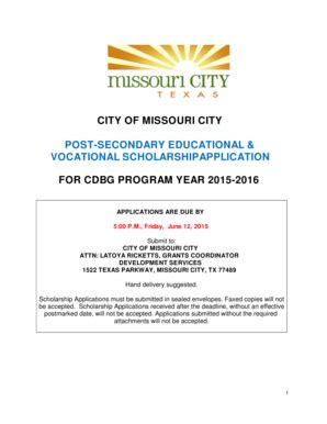 Fillable Online FOR CDBG PROGRAM YEAR 2015 2016 VOCATIONAL Fax Email