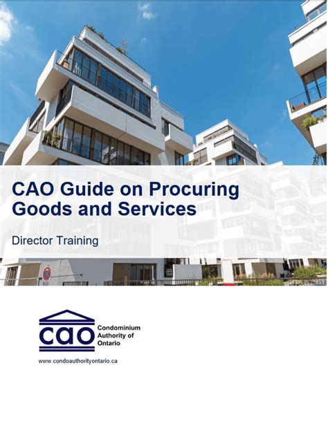 Cao Guide On Procuring Goods And Services Condominium Authority Of