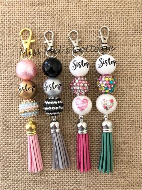 Sister Love Beaded Tassel Etsy In Backpack Keychains