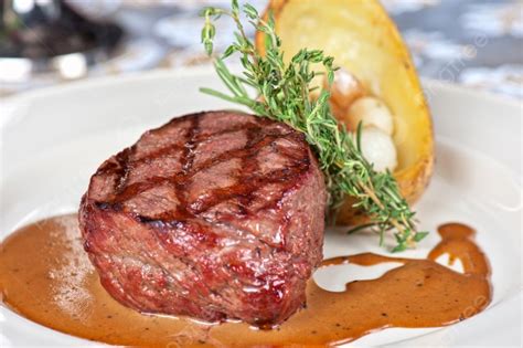 Fondo Filete De Ternera A La Parrilla Con Hierbas Y Verduras E Imagen