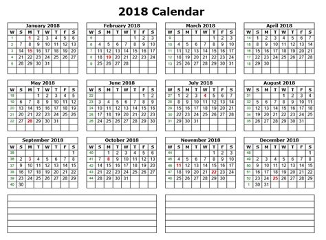 Microsoft Word 2018 Yearly Calendar Template Menspc