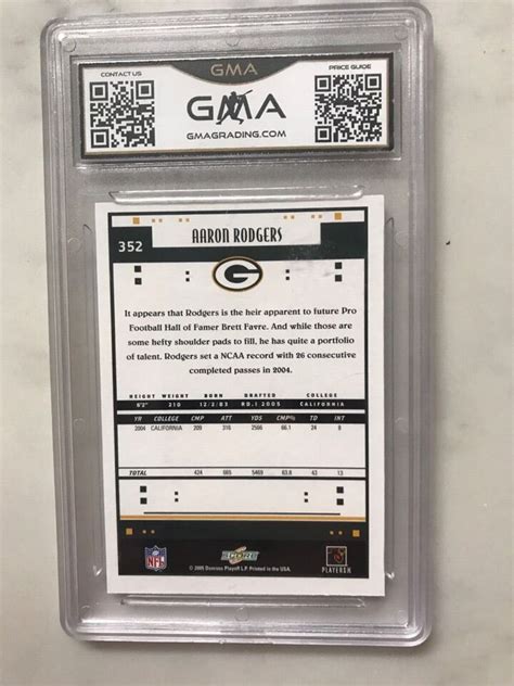 Aaron Rodgers Score Gem Mint Rookie Card Rc Gma Ebay