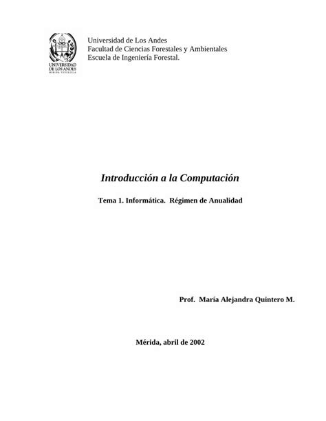 Pdf Introducci N A La Computaci N Webdelprofesor Ula