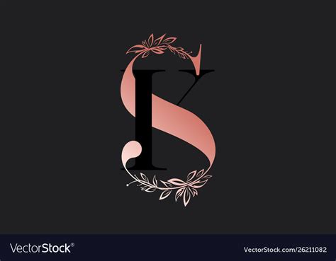 Sk Logo In Floral Style Letter S And K Monogram Vector Image