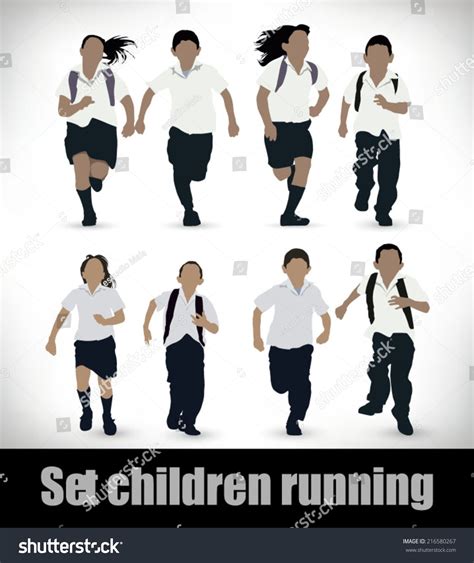 Set Realistic Illustration Kids Running Stock Vector (Royalty Free ...