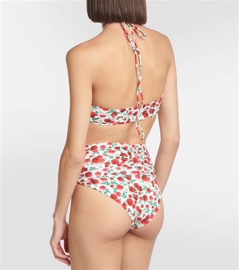 Floral Printed Halterneck Bikini Top In Multicoloured Magda Butrym