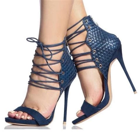 New Ruideng Women Super High Heel Sandals Cross Tied Party Wedding Sexy