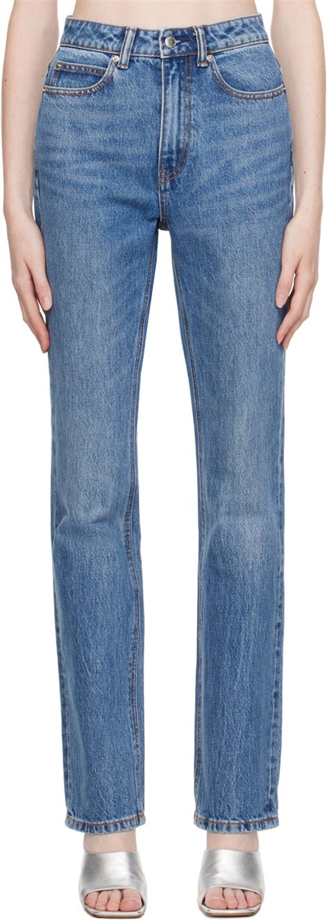 Blue Stacked Jeans By Alexander Wang On Sale