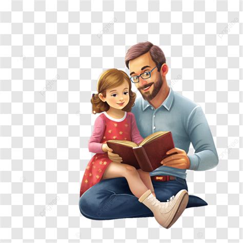 Pai E Filha Lendo Livro Clip Art Ilustra O Png Pai Lendo Filha Pai