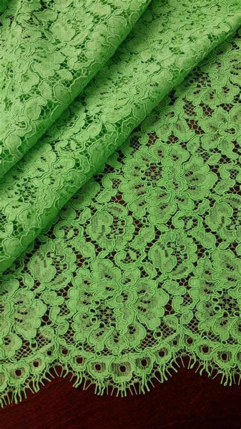 Green Lace Fabric By The Yard French Lace Embroidered Lace Etsy