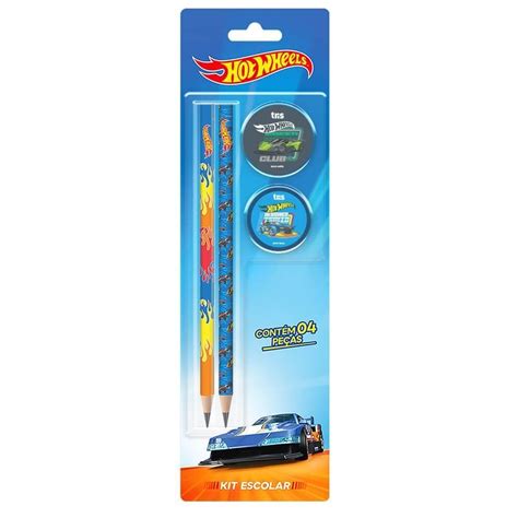 Kit Escolar Hot Wheels Tris 4 Peças