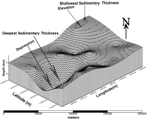 D Map Of The Study Area Showing Magnetic Basement Topography