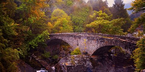 Nature Old Stones Bridge Trees River Scotland 2048x1029