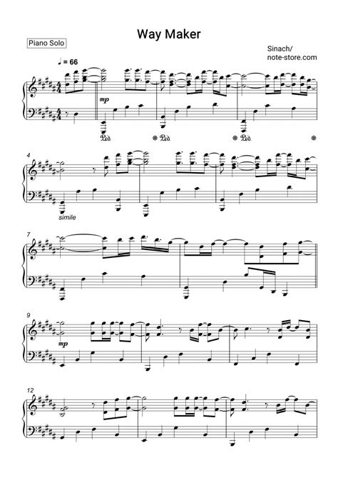 Sinach Way Maker Sheet Music For Piano Download Pianosolo Sku